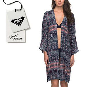 NWT . roxy . long holidays coverup . blue . xs/small
